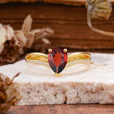 1.25 Carat Pear Cut Garnet Ring Split Shank Engagement Ring